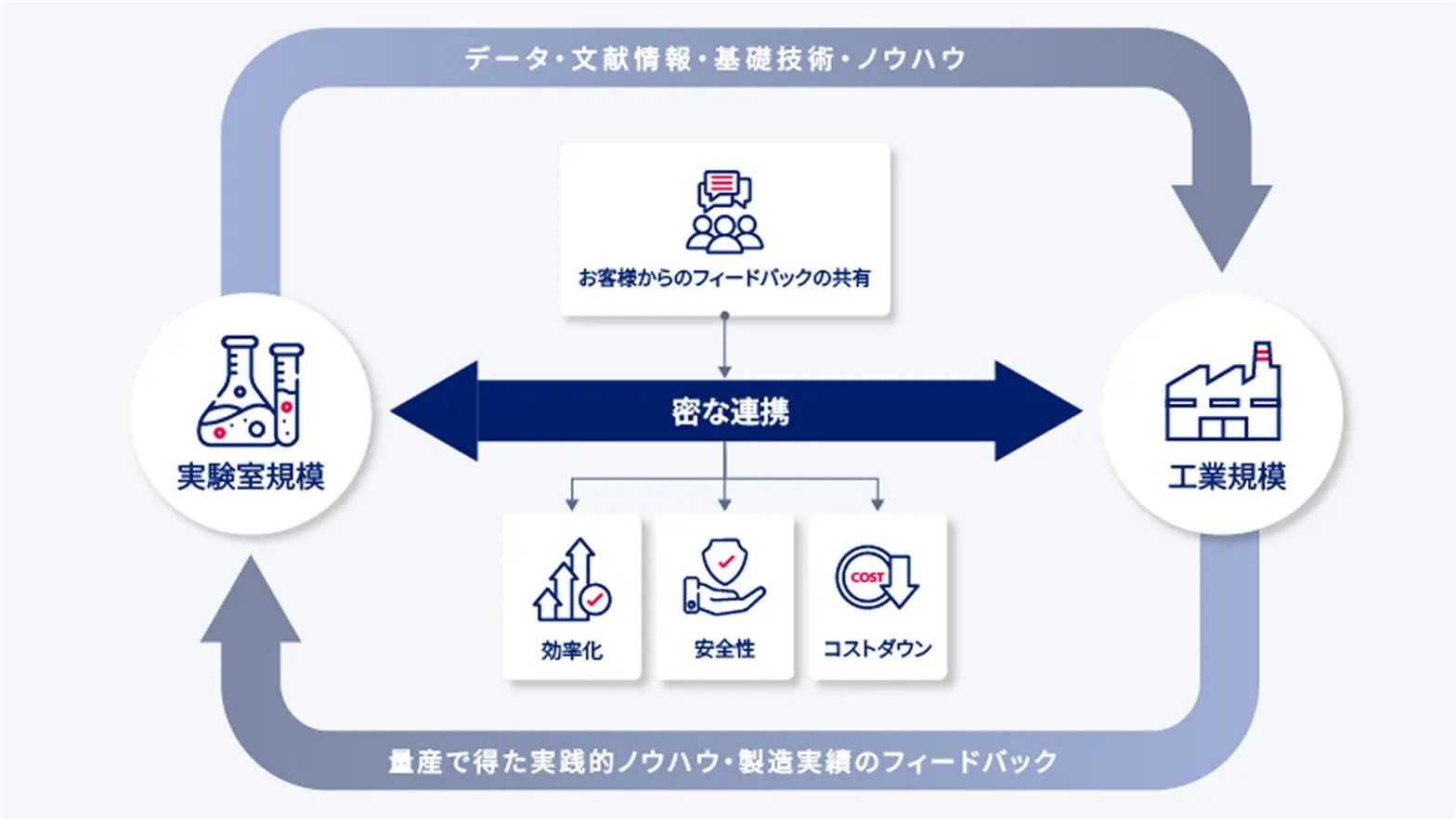 ラボから商用生産をつなぐプロセス開発フロー